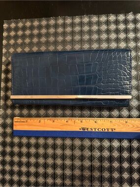 Safe Keeper RFID Navy Croc-Embossed Zip Clutch